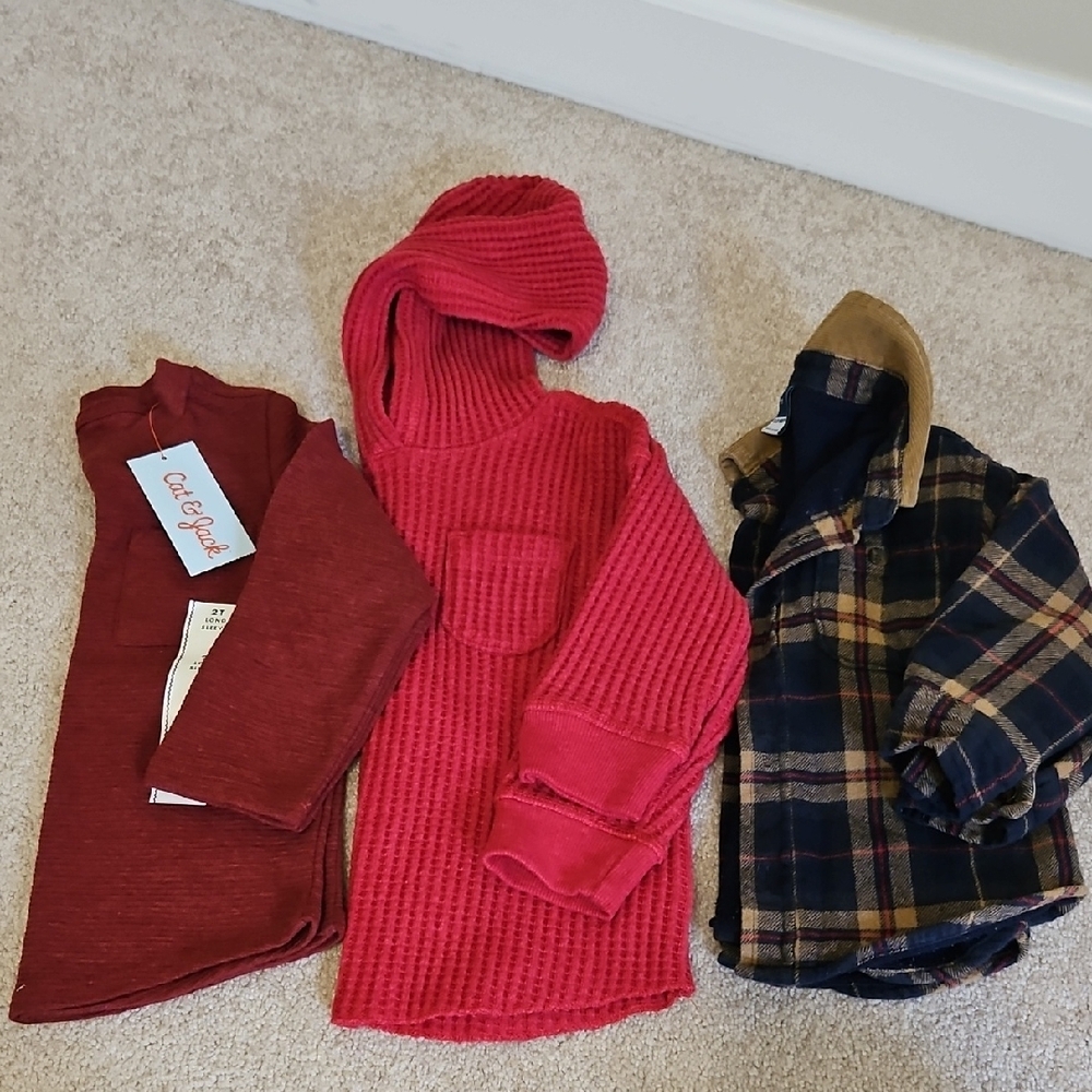 Cat & Jack Red Hoodie and Plaid Jacket Set